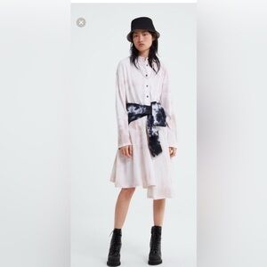 Zara White and Black Tie-Dye Dress size